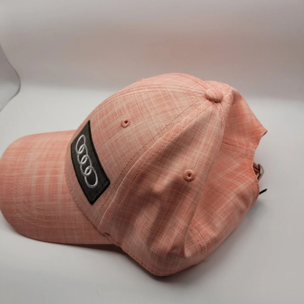 Audi Baseball Cap Hat Peach Pink Heathered Adjustable Logo Mens Womens